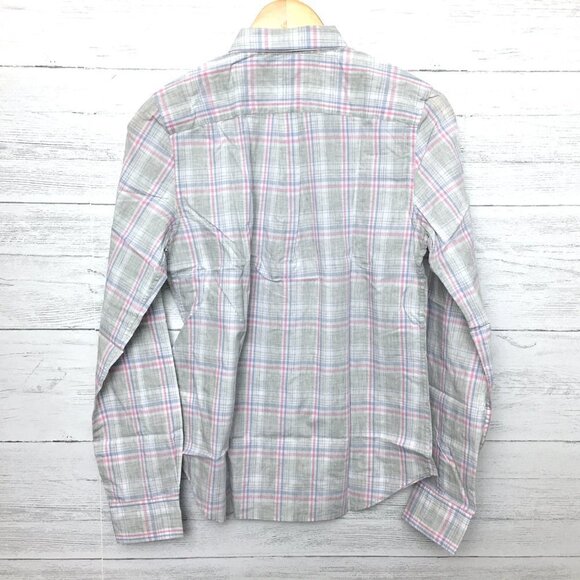 UNTUCKit Women's Chasseles Grey Pink Blue Plaid Shirt Button Up Long Sleeves 6 - Picture 3 of 9